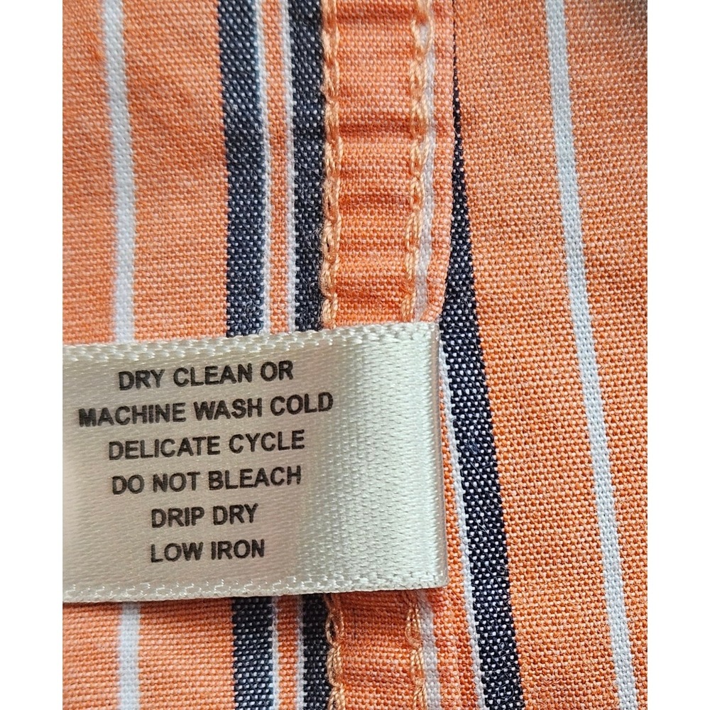 Cutter & Buck Men’s XL Button‑Down Shirt Salmon Peach Pinstripe Classic Fit - Picture 10 of 10